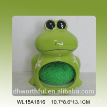 Cute ceramic sponge holder in frog shape